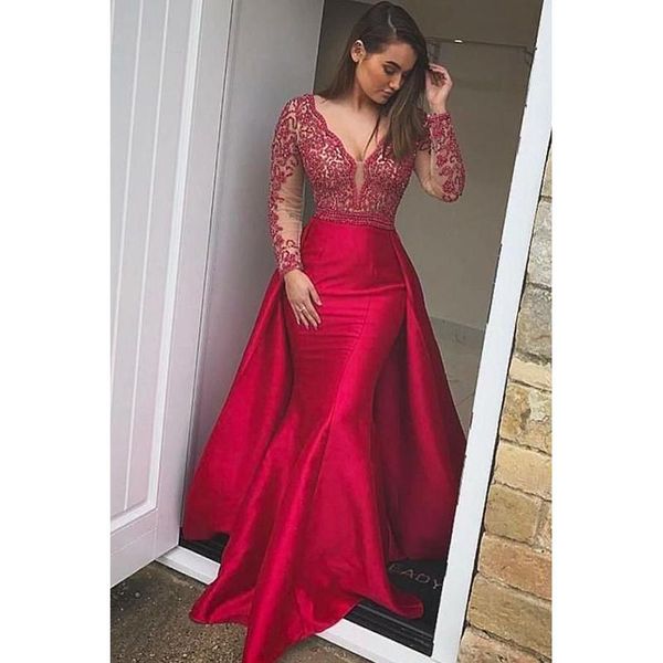 detached long mermaid prom dresses sleeve lace applique beading floor length formal evening gowns party dress, White;black
detached long mermaid prom dresses sleeve lace applique beading floor length formal evening gowns party dress, White;black