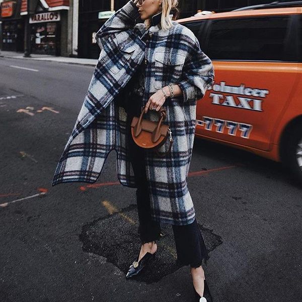 women's wool & blends women europe and the united states 2021 autumn winter casual fashion lapel long-sleeved plaid long coat jacket ou, Black
women's wool & blends women europe and the united states 2021 autumn winter casual fashion lapel long-sleeved plaid long coat jacket ou, Black
