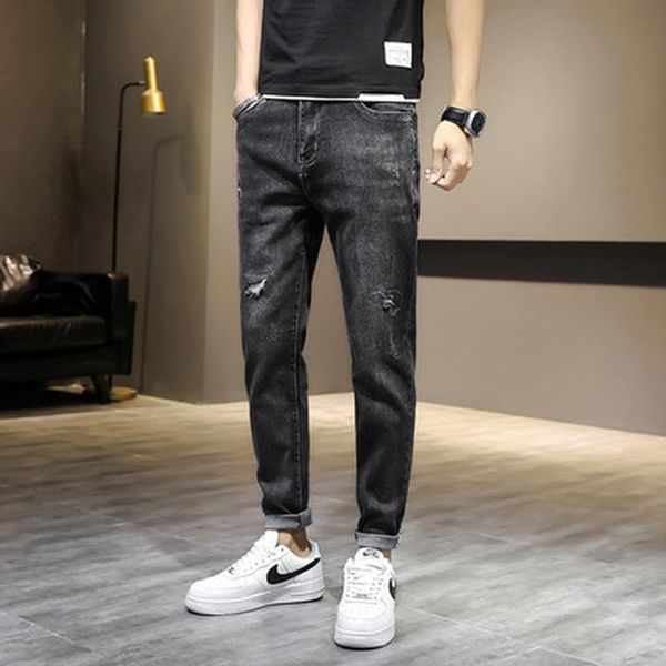 men's jeans 2021 fashion slim feet pants trendy brand trousers spring and summer show thin trend casual ripped, Blue
men's jeans 2021 fashion slim feet pants trendy brand trousers spring and summer show thin trend casual ripped, Blue