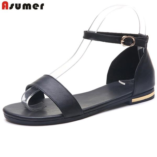 size 34-43 genuine leather shoes women sandals buckle solid color ladies summer fashion flat footwear, Black
size 34-43 genuine leather shoes women sandals buckle solid color ladies summer fashion flat footwear, Black