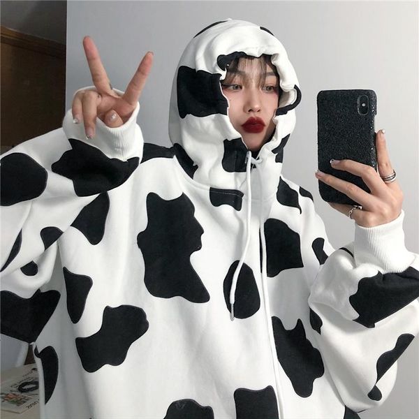 women's hoodies & sweatshirts winter women jacket korean harajuku cow pattern print hooded sweatshirt loose vintage pullover pocket clo, Black
women's hoodies & sweatshirts winter women jacket korean harajuku cow pattern print hooded sweatshirt loose vintage pullover pocket clo, Black
