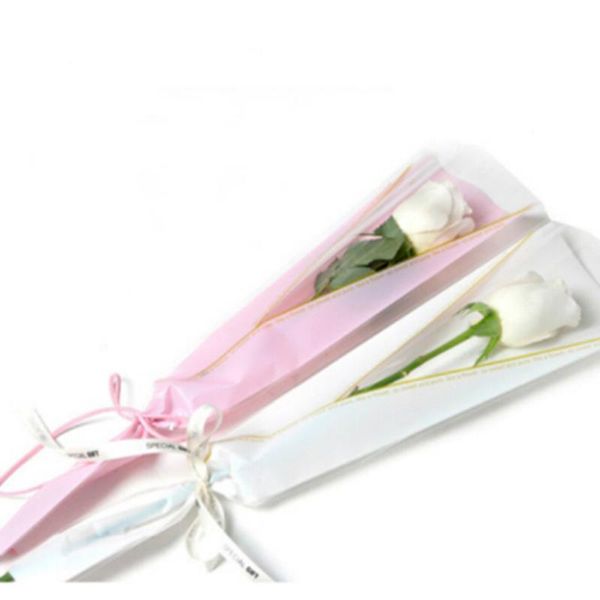 gift wrap festival packaging bag single rose branch transparent wrapping pouch plastic opp floral bags party decor