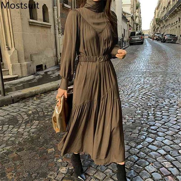 spring turtleneck korean elegant women long dress belted full sleeve a-line vintage office streetwear ladies vestidos 210513, Black;gray
spring turtleneck korean elegant women long dress belted full sleeve a-line vintage office streetwear ladies vestidos 210513, Black;gray