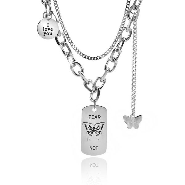 pendant necklaces tinglso butterfly stacked necklace trendy cool thick hip hop unique design titanium steel round letter clavicle chain, Silver
pendant necklaces tinglso butterfly stacked necklace trendy cool thick hip hop unique design titanium steel round letter clavicle chain, Silver