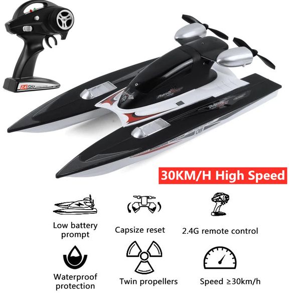 2.4g remote control boat 30km/h rc racing speedboat with dual motor waterproof capsize reset crash induction water play kid gift
2.4g remote control boat 30km/h rc racing speedboat with dual motor waterproof capsize reset crash induction water play kid gift