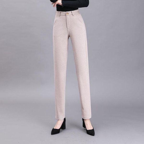 women's pants & capris 2021 autumn winter high waist casual woolen straight trousers fashion harem elegant solid color s03, Black;white
women's pants & capris 2021 autumn winter high waist casual woolen straight trousers fashion harem elegant solid color s03, Black;white