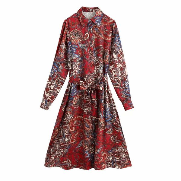 dresses women vintage printed belted long sleeves midi collared paisley print vestidos femme robe, Black;gray
dresses women vintage printed belted long sleeves midi collared paisley print vestidos femme robe, Black;gray