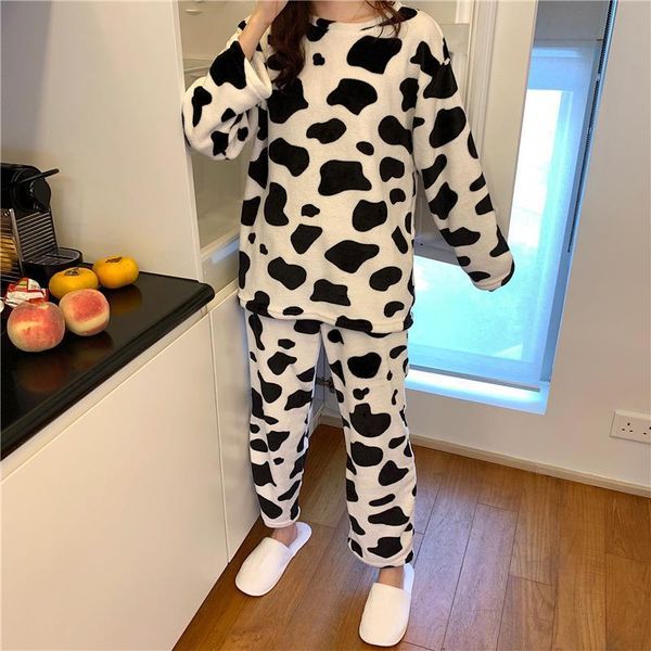 pajamas fall winter plush cute women sleepwear cow print pattern warm long sleeved home clothes set wholesale, Black;red
pajamas fall winter plush cute women sleepwear cow print pattern warm long sleeved home clothes set wholesale, Black;red