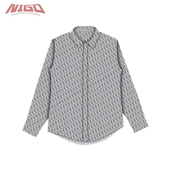 men's casual shirts nigo 21ss d long-sleeved shirt #nigo3552, White;black