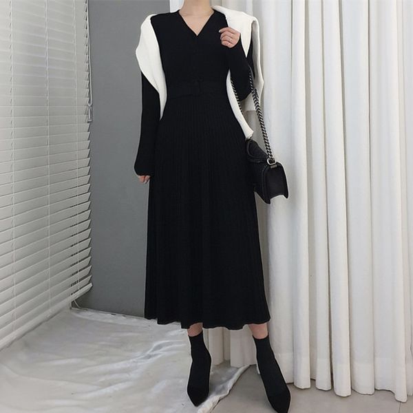 autumn winter lace-up knitted dress women vintage work wear v-neck elegant ol single breasted long dresses vestidos 210421, Black;gray
autumn winter lace-up knitted dress women vintage work wear v-neck elegant ol single breasted long dresses vestidos 210421, Black;gray