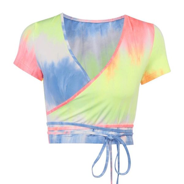 women's t-shirt women tie-dye gradient printing tee ladies 2021 summer short sleeve bandage v-neck streetwear club clothes t shirt, White
women's t-shirt women tie-dye gradient printing tee ladies 2021 summer short sleeve bandage v-neck streetwear club clothes t shirt, White