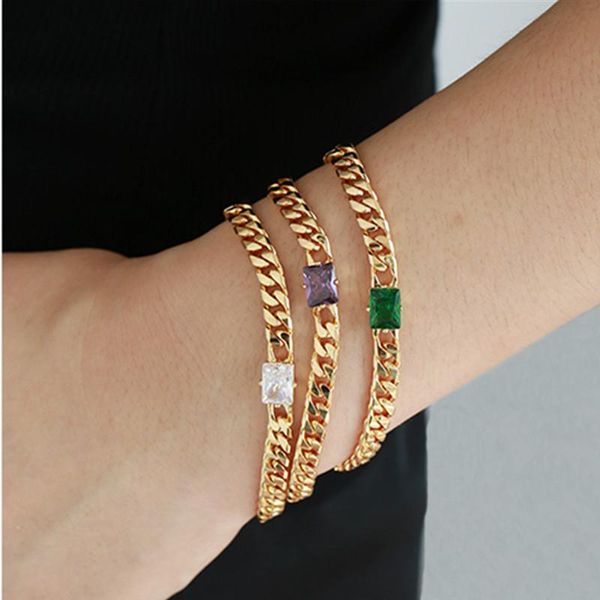 charm bracelets 2021 trendy gold color chain colorful zircon inlaid geometric round metal bracelet for women girls simple jewelry accessorie, Golden;silver
charm bracelets 2021 trendy gold color chain colorful zircon inlaid geometric round metal bracelet for women girls simple jewelry accessorie, Golden;silver