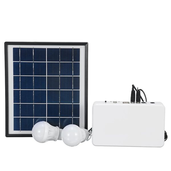 usb 5w solar panel portable system with 2 bulbs 4400mah positive