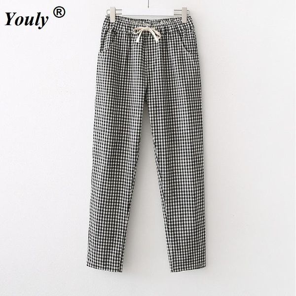 women's pants & capris cotton linen casual loose vintage plaid harem harajuku woman 2021 trousers elastics high waist korean straight, Black;white
women's pants & capris cotton linen casual loose vintage plaid harem harajuku woman 2021 trousers elastics high waist korean straight, Black;white