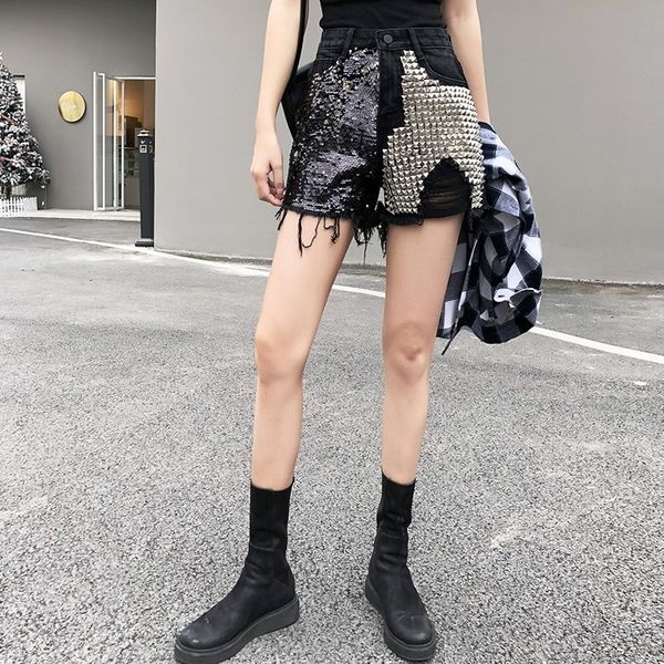 women's jeans high street rivet women denim hip hop rock shorts sequins casual fashion ripped short short-waisted female black-waisted, Blue
women's jeans high street rivet women denim hip hop rock shorts sequins casual fashion ripped short short-waisted female black-waisted, Blue