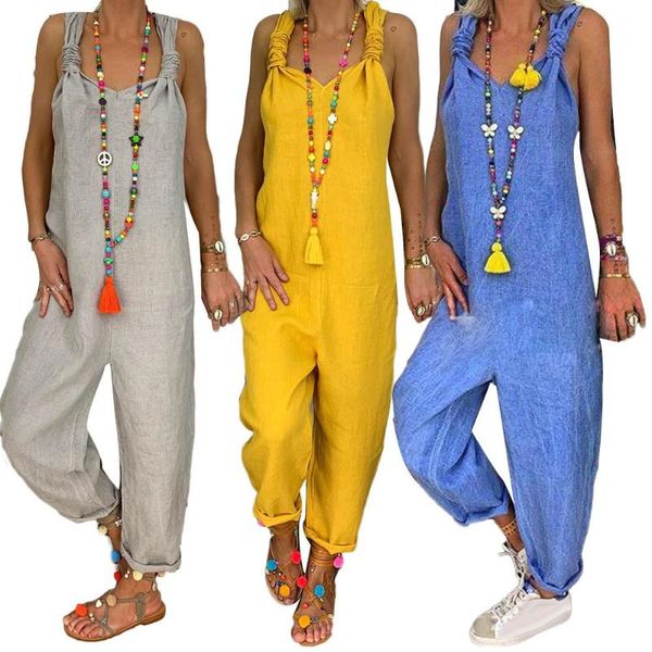 women solid color bib overall sleeveless backless knotted jumpsuit coarse cloth loose party long overalls rompers jumpsuits women's &, Black;white
women solid color bib overall sleeveless backless knotted jumpsuit coarse cloth loose party long overalls rompers jumpsuits women's &, Black;white