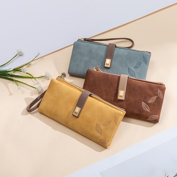 wallets women's fashion long retro women frosted leaf buckle zip handbag soild color leather female purse coin wallet, Red;black
wallets women's fashion long retro women frosted leaf buckle zip handbag soild color leather female purse coin wallet, Red;black