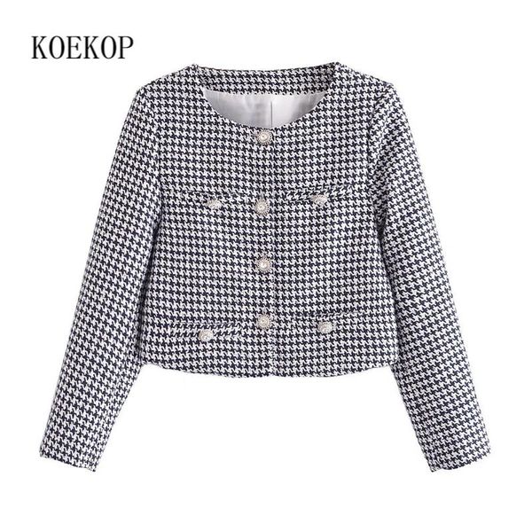 women's jackets koekop women fashion single breasted plaid cropped jacket casual long sleeves o-neck female coat chic, Black;brown
women's jackets koekop women fashion single breasted plaid cropped jacket casual long sleeves o-neck female coat chic, Black;brown