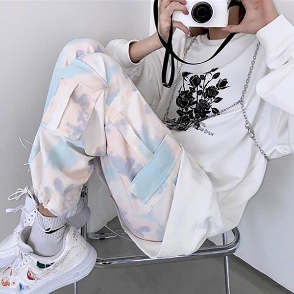 tie-dye beamed cargo pants women's loose and thin 2021 spring autumn functional wide-leg casual punk streetwear & capris, Black;white
tie-dye beamed cargo pants women's loose and thin 2021 spring autumn functional wide-leg casual punk streetwear & capris, Black;white