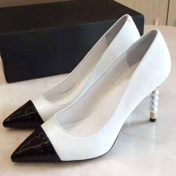 dress shoes brand pointed toe high heel woman genuine leather thin heels designer pumps white pearls decoration party, Black
dress shoes brand pointed toe high heel woman genuine leather thin heels designer pumps white pearls decoration party, Black