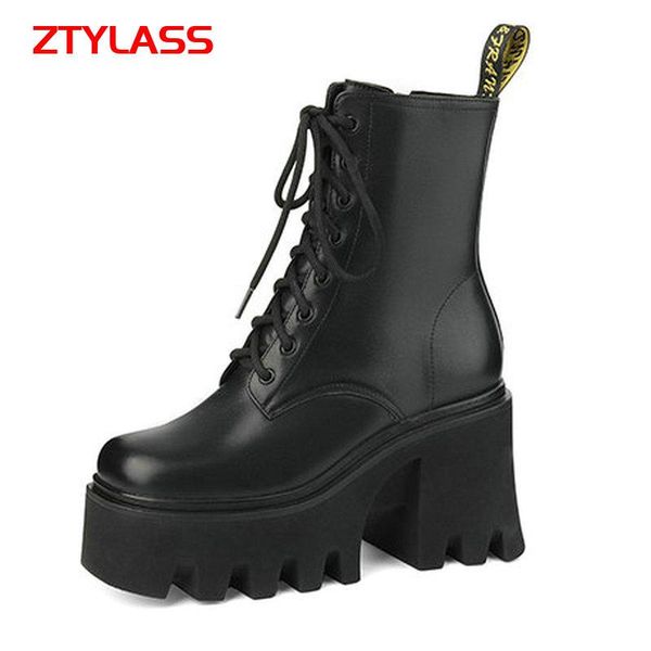 boots spring autumn platform leather women fashion thick high heel ankle square toe lacing zipper, Black
boots spring autumn platform leather women fashion thick high heel ankle square toe lacing zipper, Black