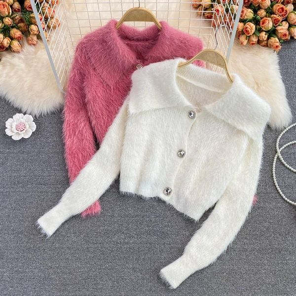women's knits & tees singreiny autumn soft mohair knitted cardigan female korean turndown-collar casual sweater winter thick warm short, White
women's knits & tees singreiny autumn soft mohair knitted cardigan female korean turndown-collar casual sweater winter thick warm short, White