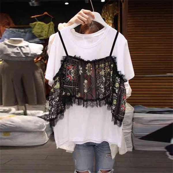 summer women's short-sleeved t-shirt korean lace stitching tees fashion casual fake two-piece gx387 210507, White
summer women's short-sleeved t-shirt korean lace stitching tees fashion casual fake two-piece gx387 210507, White