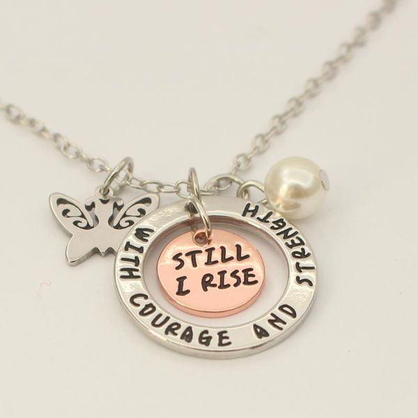 pendant necklaces inspirational jewelry still i rise with courage and strength, hand stamped quote,, Silver
pendant necklaces inspirational jewelry still i rise with courage and strength, hand stamped quote,, Silver