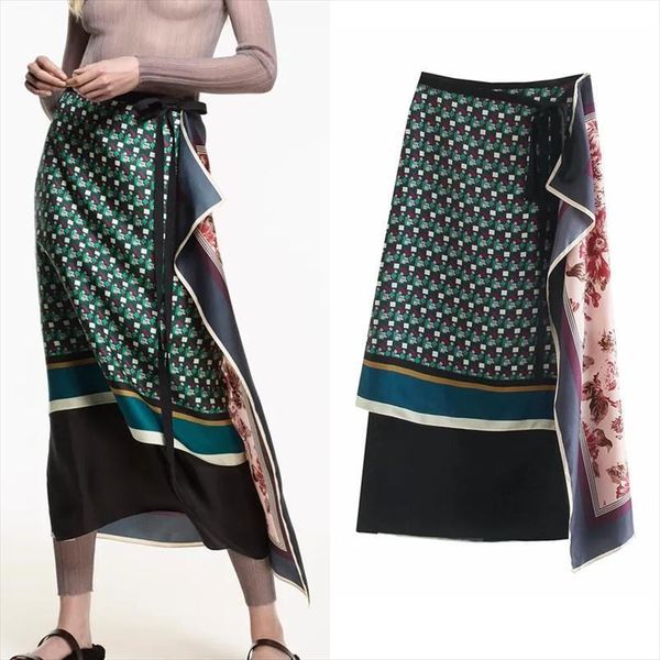za wrap print midi women skirts high waist vintage long summer tied gothic streetwear, Black
za wrap print midi women skirts high waist vintage long summer tied gothic streetwear, Black