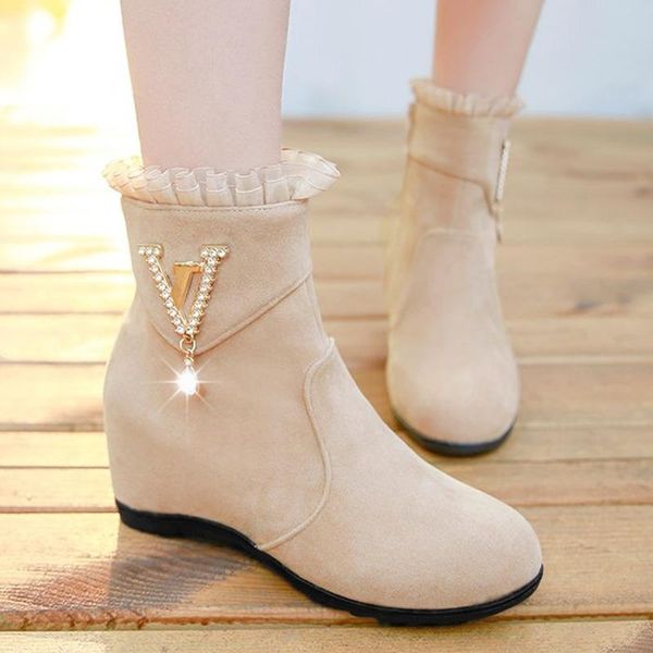 dress shoes short boots women's autumn and winter increase rhinestone lace high heel single cotton, Black
dress shoes short boots women's autumn and winter increase rhinestone lace high heel single cotton, Black