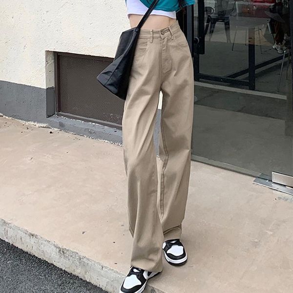 women's pants & capris casual khaki high waist denim streetwear wide leg jeans ladies solid color loose long trousers, Black;white
women's pants & capris casual khaki high waist denim streetwear wide leg jeans ladies solid color loose long trousers, Black;white