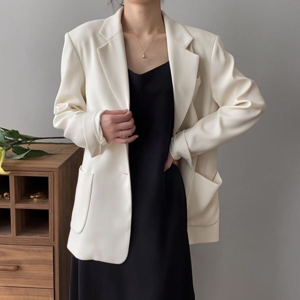 women's suits & blazers spring jackets turn down collar single button long sleeve blazer casaco feminino for x9qe, White;black
women's suits & blazers spring jackets turn down collar single button long sleeve blazer casaco feminino for x9qe, White;black
