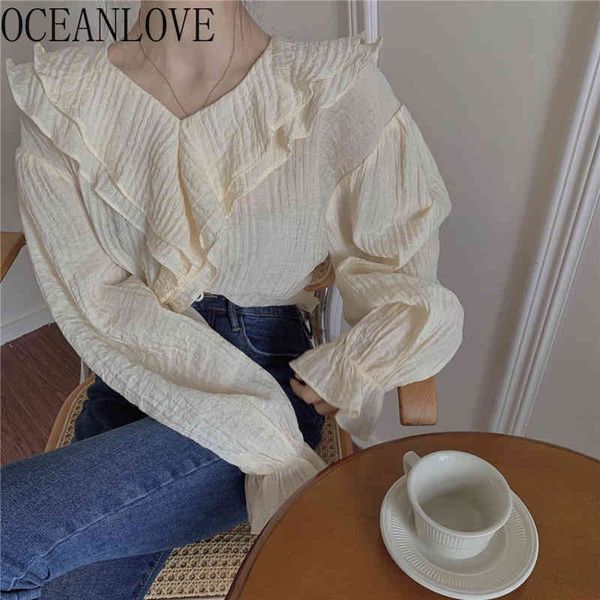 ruffles shirts solid v neck korean elegant spring blusas mujer vintage chiffon loose women blouses flare sleeve 210415, White
ruffles shirts solid v neck korean elegant spring blusas mujer vintage chiffon loose women blouses flare sleeve 210415, White