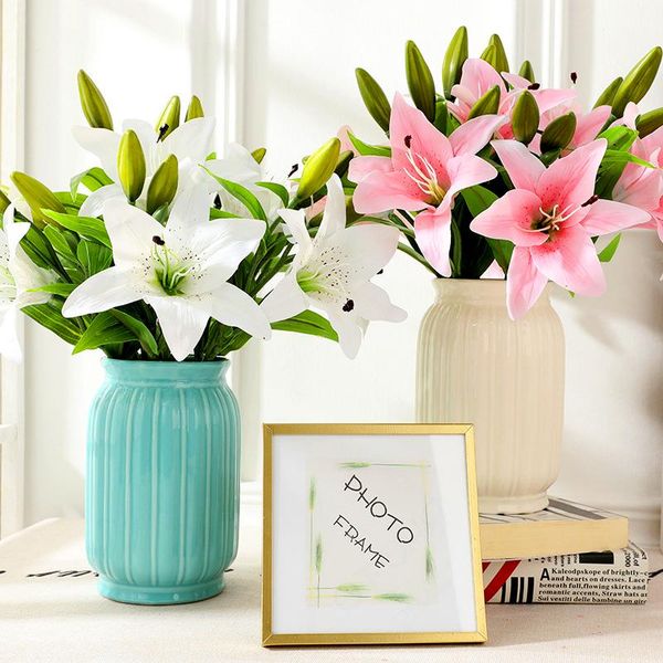 decorative flowers & wreaths 5pcs 3 heads real touch artificial lily flores wedding bridal fake holding bouquet plants white home party deco
decorative flowers & wreaths 5pcs 3 heads real touch artificial lily flores wedding bridal fake holding bouquet plants white home party deco