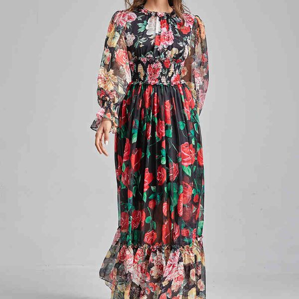 spring retro printing party trumpet fine tuning chiffon dress quality women's clothes, Black;gray
spring retro printing party trumpet fine tuning chiffon dress quality women's clothes, Black;gray