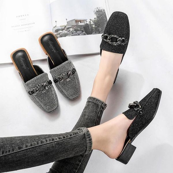 slippers sequins closed toe mules girls crystal decorate chains thick heels lazy shoes plus size 42/43 pantufa women flip flops, Black
slippers sequins closed toe mules girls crystal decorate chains thick heels lazy shoes plus size 42/43 pantufa women flip flops, Black