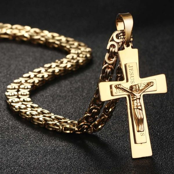 pendant necklaces carved jesus saints cross necklace men stainless steel gold silver color byzantine chain religious jewelry
pendant necklaces carved jesus saints cross necklace men stainless steel gold silver color byzantine chain religious jewelry