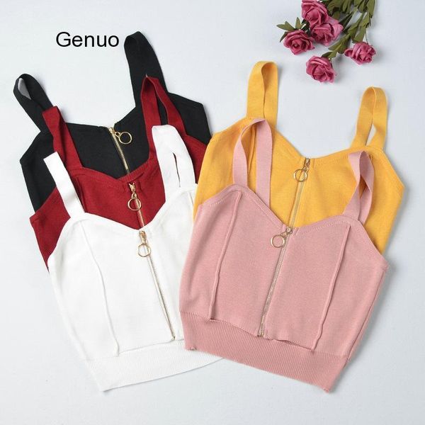 women crop zipper stretchy camis knitted with hole sleeveless solid for women's tanks &, White
women crop zipper stretchy camis knitted with hole sleeveless solid for women's tanks &, White