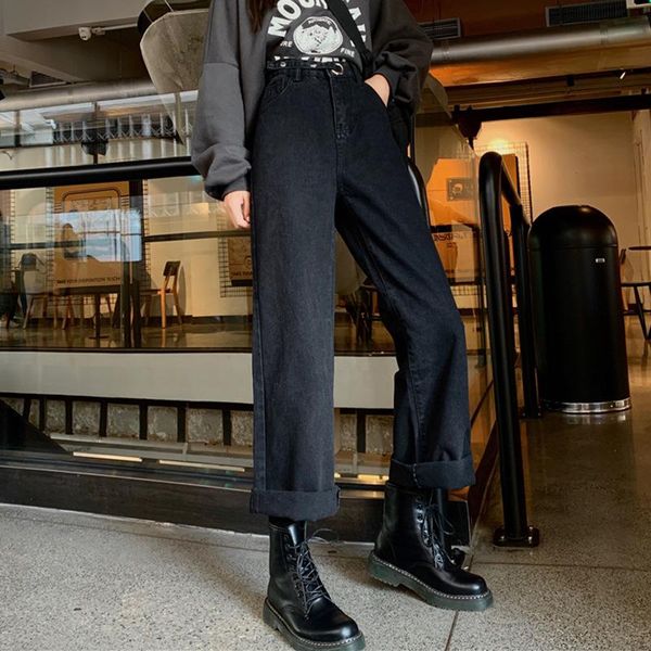 autumn all-matching high-waisted black jeans female korean loose nine straight-leg wide-leg pants woman women's, Blue
autumn all-matching high-waisted black jeans female korean loose nine straight-leg wide-leg pants woman women's, Blue