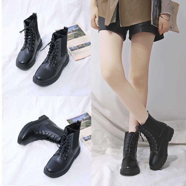 2021 martin boots women's versatile spring and autumn single summer thin british short leather thick soles, Black 
2021 martin boots women's versatile spring and autumn single summer thin british short leather thick soles, Black