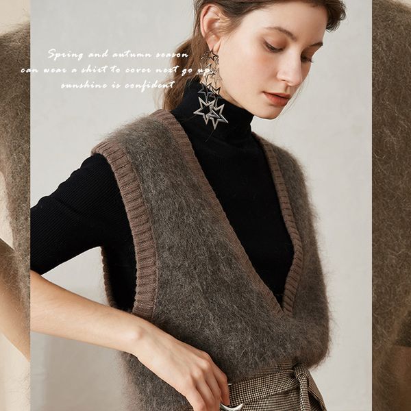oz dark brown folding knitted sweater female mohair large v-neck outer wear vt coat autumn and winter, Black;white
oz dark brown folding knitted sweater female mohair large v-neck outer wear vt coat autumn and winter, Black;white