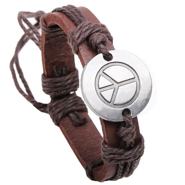 link, chain leather bracelet homme men peace charm wrap design vintage retro punk rock simple style bike pulsera hombre pulseiras masculina, Black
link, chain leather bracelet homme men peace charm wrap design vintage retro punk rock simple style bike pulsera hombre pulseiras masculina, Black
