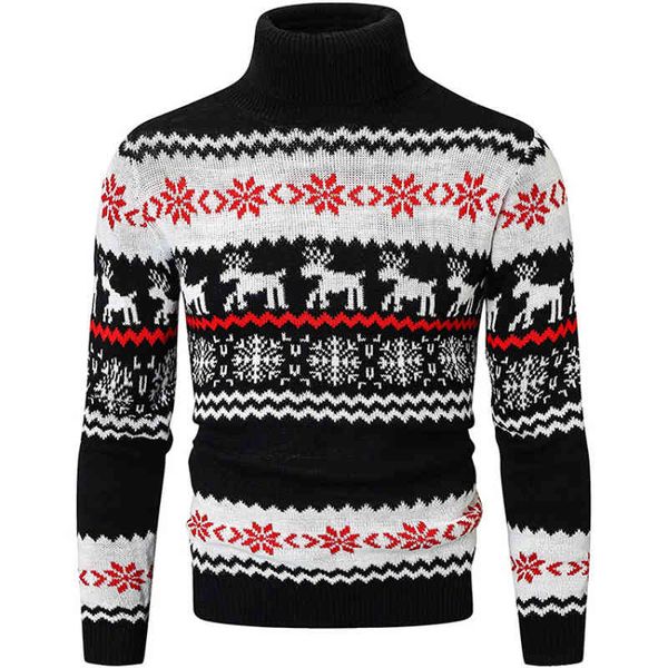 christmas turtleneck for fall/winter 2021 new elk pattern knitted sweater men, White;black
christmas turtleneck for fall/winter 2021 new elk pattern knitted sweater men, White;black