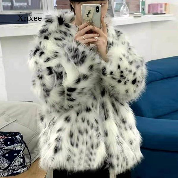 women's fur & faux leopard print coat fashion casual lady overcoat jacket medium long suit collar korean clothing outwear, Black
women's fur & faux leopard print coat fashion casual lady overcoat jacket medium long suit collar korean clothing outwear, Black