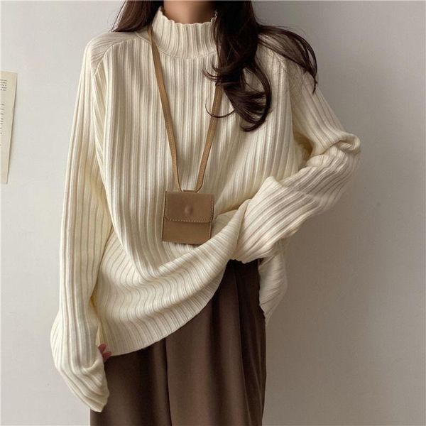women's sweaters japanese retro half high neck white sweater for women in autumn and winter loose long sleeve inside outside, White;black
women's sweaters japanese retro half high neck white sweater for women in autumn and winter loose long sleeve inside outside, White;black