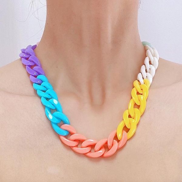 pendant necklaces donarsei fashion colorful thick acrylic necklace for women hip hop rainbow cuban link clavicle chain statement jewelry, Silver
pendant necklaces donarsei fashion colorful thick acrylic necklace for women hip hop rainbow cuban link clavicle chain statement jewelry, Silver