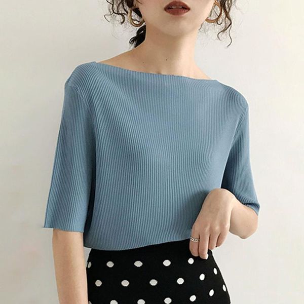 women's sweaters 2021 women summer t-shirts solid multi 6 colors bottoming casual slash neck knitting elasticity wild t1608, White;black
women's sweaters 2021 women summer t-shirts solid multi 6 colors bottoming casual slash neck knitting elasticity wild t1608, White;black