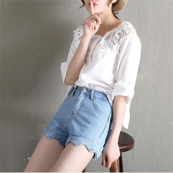 women's shorts 2021 spring summer denim loose students wild hair pants tide, White;black
women's shorts 2021 spring summer denim loose students wild hair pants tide, White;black