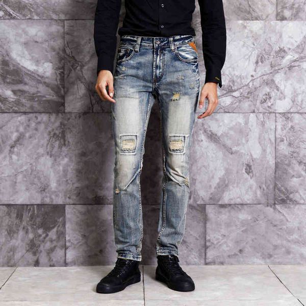 jeans italian style fashion retro washed ripped men spliced designer denim pants slim fit hip hop jeans, Blue
jeans italian style fashion retro washed ripped men spliced designer denim pants slim fit hip hop jeans, Blue