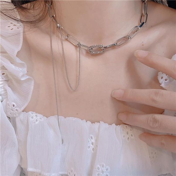 chains cowbread vintage necklace for women bungee thick chain stainless steel clavicle women's neck jewelry, Silver
chains cowbread vintage necklace for women bungee thick chain stainless steel clavicle women's neck jewelry, Silver